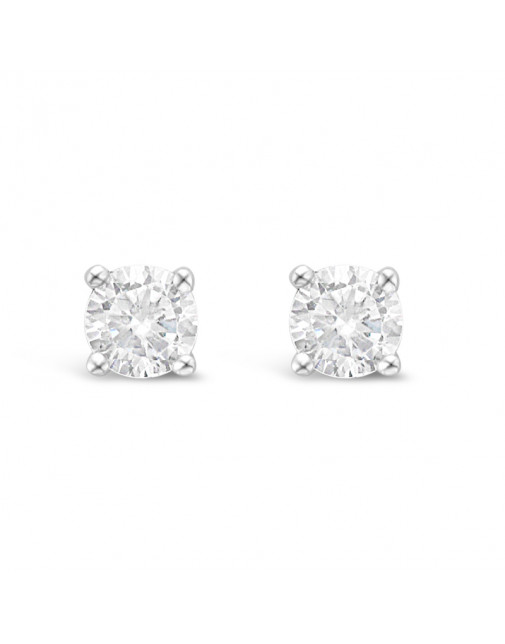 Classic 4 Claw Diamond Earrings in 18ct White Gold. Tdw 0.70ct